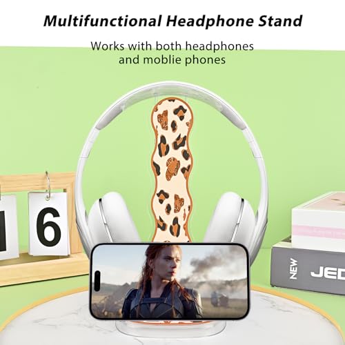 CameCosy Leopard Headphone Stand, Compatible with, Sturdy Acrylic Design, Multifunctional for Headphones & Cell Phone - color: leopard