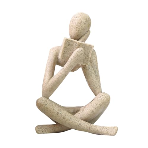 Gold Reading Women Statue, Thinker Sculptures, Abstract Art Ornament, Modern Aesthetic Figurine Decoration, Suitable for Home Living Room Bedroom Office Shelf Table Desk Bookshelf Decor (Right) - color: Right, size: Large