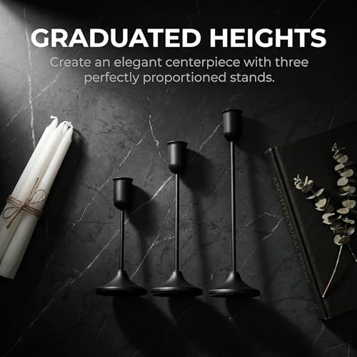 18 Pcs Black Candlestick Holders Set - Vintage Brass Taper Candle Holder for Pillar Candles - Modern Decorative Centerpiece for Wedding Fireplace Mantel Decor - Cozy Atmosphere Housewarming Gift - color: Black, size: 18 pcs