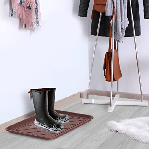 All Weather Boot Tray - Small Water Resistant Plastic Utility Shoe Mat for Indoor and Outdoor Use in All Seasons by Stalwart (Brown) - color: Brown