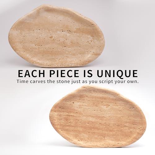 Marble Clould Tray for Bathroom - Travertine Stone Catchall Jewelry Dish for Kithchen Counter and Aesthetic Room Decor, Cute Decorative Vanity Dishes for Trinket Ring Key Candle (9.5'' x 6.3'') - color: Cloud-Travertine