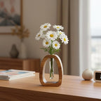 Solid Wood Frame Glass Test Tube Vase Desk Hydroponic Plant, Enhances Home and Office Environment, Small Size (Small) - size: Small
