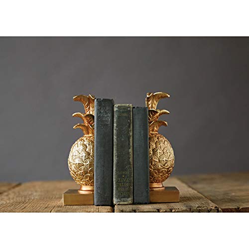 Creative Co-Op Pineapple Shaped Gold Resin Bookends (Set of 2 Pieces)