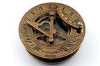 Brass Compass - Antique Brass Sundial Compass Marine Boat Gift Pocket Sun Dial in Box Nautical Marine Gift Sun Clock Pirate Ship Replica Watch - color: Red/Gold