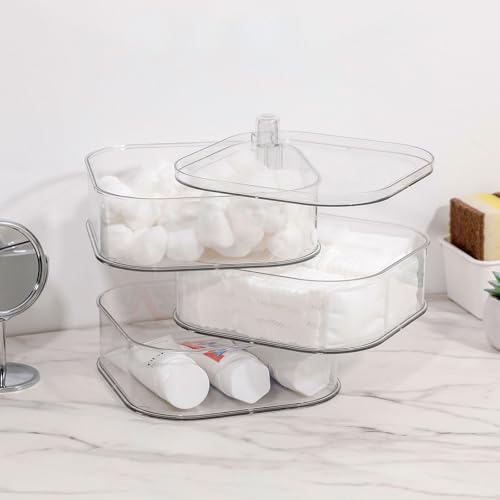 FABROK 4-Layer Girls Hair Tie Organizer, Rotating Hair Accessories Storage Holder for Vanity and Bathroom, Clear Plastic Container for Women Makeup Tools, Skincare Products - size: 4-Layer