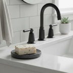Creative Co-Op Marble Round Soapdish, Grey - color: Grey