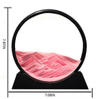 Muyan Moving Sand Art Picture Sandscapes in Motion Round Glass 3D Deep Sea Sand Art for Adult Large Desktop Art (Pink, 7 Inch) - color: Pink, size: 7 Inch