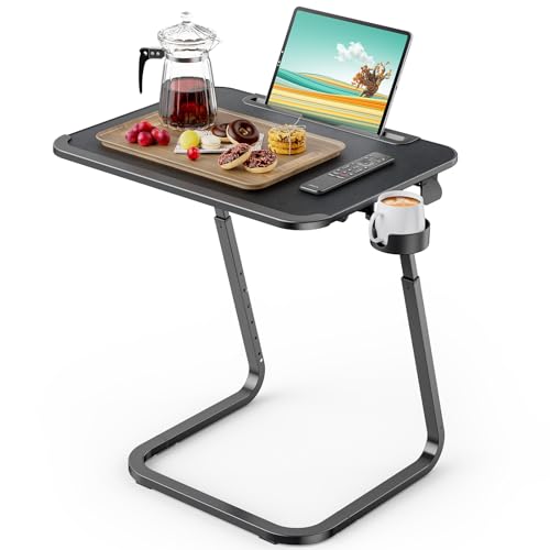 SAIJI TV Tray Table - Heavy Duty Extra Large TV Trays, Upgraded Dinner Trays for Eating on Couch, Tilt & Height Adjustable Snack Table Laptop Desk for Sofa, Bedside and Recliner - color: Black