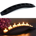 Wooden Bridge Candle Holders 15 inch in Length, Long Tea Light Candle Holders Bar, 7 Candle Seat-Black - color: Black
