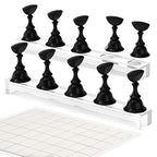 Nail Stand Acrylic Nail Art Display Stand Magnetic Nail Tips Practice Holder 54 Pcs Reusable Adhesive Putty for DIY Painting Nails Stand kit (Black) - color: Black