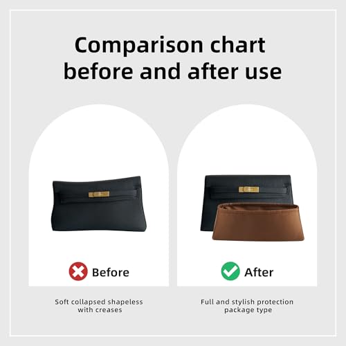 DGAZ Silk Purse Organizer Insert Fits Hermes Kelly Elan Bags，Silky Smooth Bag Organizer，Luxury Handbag & Tote Shaper(Gold) - color: Gold