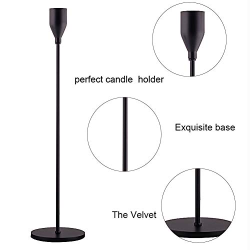 Matte Black Candle Holders Set of 3 for Taper Candles, Decorative Candlestick Holder for Wedding, Dinning, Party, Fits 3/4 inch Thick Candle&Led Candles (Metal Candle Stand) - color: Matte Black