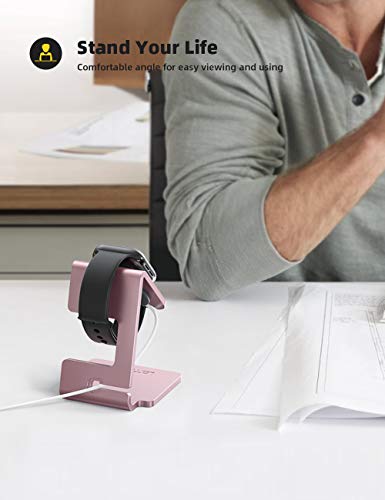 Lamicall Apple Watch Accessories Watch Stand - Desk Charging Stand Holder, Stand Holder Charging Dock Station, Accessories Gift Compatible with iWatch Series SE, Ultra, Series 11/10/9/8/7/6/5/4/3/2/1 - color: Rose Gold