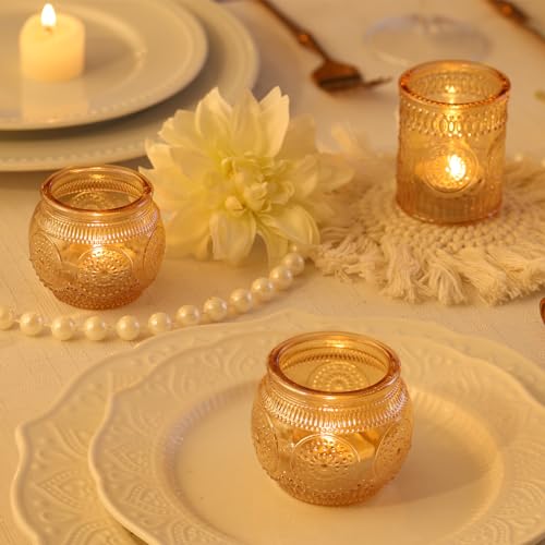DARJEN Gold Votive Candle Holders Set of 36 - Glass Candle Holder Bulk for Table Centerpiece, Tea Lights Candle Holders for Home, Party & Wedding Shower Decorations - color: Gold, size: 36 PCS
