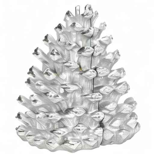 Creative Co-Op Decorative Resin Pinecone Bookends, Silver Finish, Set of 2 - color: Silver