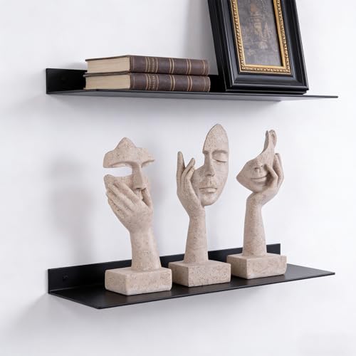 3 Pcs Thinker Small Statue Set - Art Resin Abstract Home Accent Figurines for Decor Woman Apartment Bookshelf Floating Shelf Coffee Table Office Desk Counter Decor (3 Pcs Sandstone, 6") - color: 3 Pcs Sandstone, size: 6"