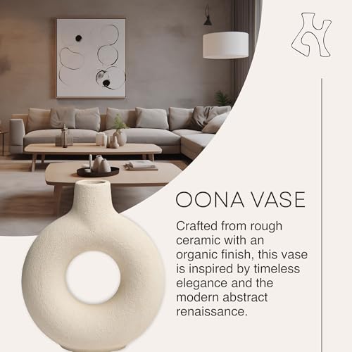 Oona Decorative Modern Ring Vase, Medium, White