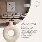 Oona Decorative Modern Ring Vase, Medium, White