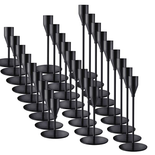Black Taper Candle Holders for Wedding Table Centerpiece,Tall Taper Candlestick Holders Bulk Set of 27,Metal Candle Stick Holder Decor for Table or Mantel Centerpiece, Dining, Party Home Decor - color: Black, size: Set of 27