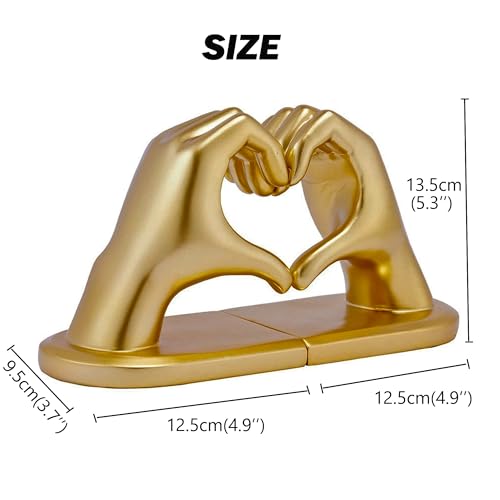 Steviieden Decorative Bookends, Solid Hearthands Sculpture Book Stopper Decor Book Holder for Shelf Home Office Bedroom Living Room (Gold) - color: Gold