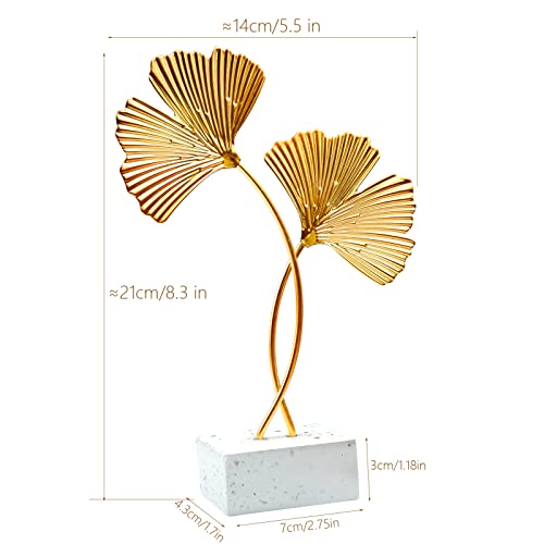 Metal Ginkgo Leaf Ornaments, Gold Ginkgo Leaf Desktop Decoration Sculpture, Modern Creative Home Décor Accents Statue for Office, Bedroom, Bookshelf
