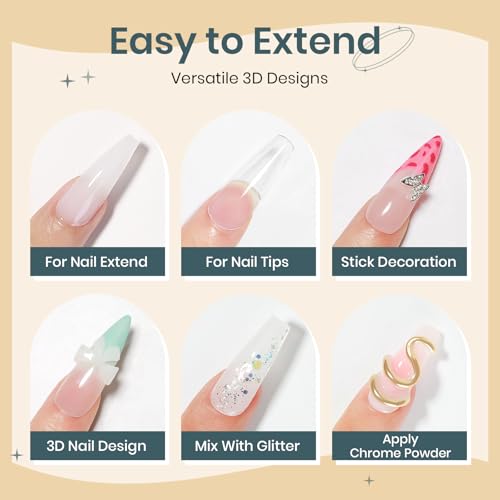 White 3D Molding Gel for Nails Art Non-Stick Hand Solid Builder Gel Hard Nails for Extension Carving Sculpting Beauty Charms for Beignner and Salon DIY - color: White&White