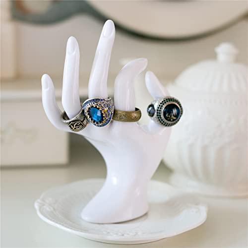 HOMEGOAL Hand Jewelry Holder, Bracelet Ring Watch Jewelry Display Holder Stand, Mannequin Hand, Polyresin, 7 Inch (White) - color: White