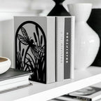 Peacoblue Metal Bookends for Shelves, Modern Decorative Heavy Duty Study Book Support Stoppers for Office, Desk, Shelf, Room 5.3"x4.3"x7.9" Cast Iron Simple Tall Bookends, 1 Pair (Dragonfly) - style: Dragonfly