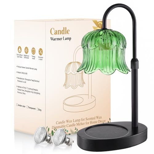 Candle Warmer Lamp Adjustable Timer Electric－Green Flower-Shaped Wax lamp - color: Green