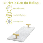 Napkin Holder - Guest Towel Holder for Bathroom - Marble Paper Towel Holder - Hand Towel Tray with Gold T-Handle(11.8x4.7x1.7 Inchs) - color: White