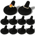 10 Pcs Ring Display Stand Black Velvet Ring Holder Single Rings Organizer For Selling Jewelry Display Stand For Rings Storage