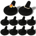 10 Pcs Ring Display Stand Black Velvet Ring Holder Single Rings Organizer For Selling Jewelry Display Stand For Rings Storage