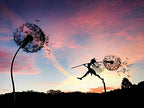 Fcteap Flower Fairy Dancing with Dandelion Garden Art Sculpture Stainless Steel Statue Christmas Halloween Decoration for Outdoor Yard Courtyard Lawn Patio Metal Ornaments (Long Travel) - style: Long Travel