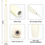 Flameless Taper Candles with 3D Wick, 9.6" Real Wax LED Candles with Remote and Timer, 3 Pack Flickering Candlesticks Battery Operated, Classic Tall Taper Candles for Home, Wedding, Party, Ivory - color: Ivory