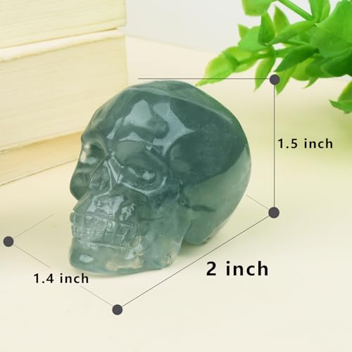 2 Inch Fluorite Crystal Skulls Decor,Human Skull Sculpture Statues Healing Crystal Decor,Halloween Skull Figurines,Home Office Decoration Christmas Meditation Gifts for Men Women - color: Fluorite Crystal