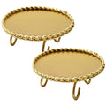 Homoyoyo 2pcs Gold Candle Holders Decorative Candlesticks Iron Pillar Plate Candle Pedestal Candle Stand Table Centerpiece for Led Wax Candles Wedding Dinner Tables - size: 10X3.5CM