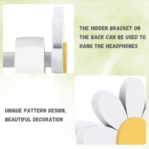 Yookeer Daisy Headphone Stand Cute Headphone Stand Decorative Gamer Gifts for Women Wood Table Decor for Gamer Room Office Desk for Girl Girlfriend Office Worker - style: Daisy