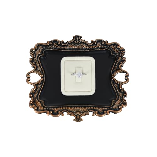 Funly mee Antique Trinket Dish Vintage Jewelry Tray, Ring Holder (Black & Gold, S) - color: Black & Gold, size: Small