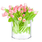 JYPS Clear Vase Set of 3, Polycarbonate, Round, Transparent, Wide Mouth, 6 inches, Ideal for Wedding Decor, Flowers, Bedroom, Living Room, Bathroom, Break Resistant - size: 6.2'' W*5.9'' H + 6'' W*5.9'' H + 3.8'' W*3.6'' H