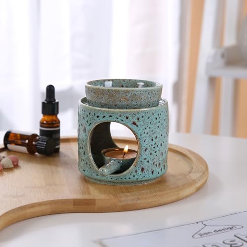 Essential Oil Burner for Scented Oil, Oil Warmer, Tealight Wax Melt Warmer, Candle Diffuser, Tea Light Holder, Green - color: Green