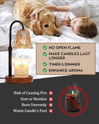 Small Candle Warmer Lamp with Timer, Adjustable Flower Lamp Warmer for Jar Candles, Unique Women Gifts for Birthday, Dimmable Candle Heater, Cute Wax Warming Light with Wood Base - color: A3-amber