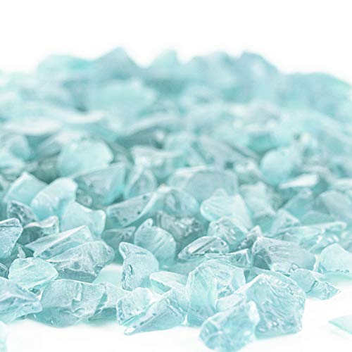 CYS EXCEL Frosted Light Blue Sea Glass (4 LBS, Approx. 6 Cups) | Multiple Color Choices Crushed Glass Vase Filler | Aquarium Nautical Decor for Art Crafts - color: Frosted Light Blue, size: 4 LBS