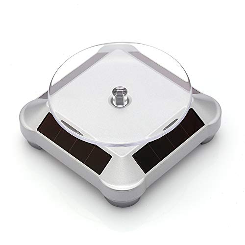 Solar Turntable 360° Rotating Stand, Double Used Rotating Display for UV Resin Curing Light LCD/SLA/DLP 3D Printer Solar Power Jewelry Spinner Watch Hobby Collection Shelf