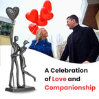 Handcrafted Iron Couple Sculpture - Metal Sculpture Art Modern Home Decor Bronze Love Statues and Sculptures Romantic Figurines Metal Statues for Home Decor - style: Holding balloons