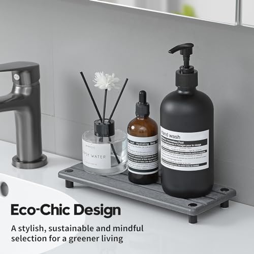 Razborci 2 Pack Fast Drying Water Absorbing Diatomite Stone Mat Tray for Kitchen & Bathroom Counter - Instant Dry Sink Caddy Organizer - Vanity Holder for Soap and Sponge – Charcoal 10" x 4" - color: 2 Pack - Dark Gray, size: 10" x 4" x 1"