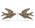 AMOIENSIS Bird Wall Sculpture Art, (Set of 2) 4¾ inch Resin Antique Gold Bird 3D Sculpted Floating Hanging Wall Sculpture Decoration - color: Antique Gold