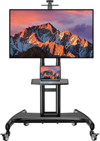 PERLESMITH Rolling TV Stand with Wheels for 32-85 Inch LCD LED 4K Flat Screen TVs, Tilt Mobile TV Cart with Shelf Holds Up to 100 lbs, Height Adjustable Floor TV Stand Max VESA 600x400mm- PSTVMC05 - size: 32-85 Inch