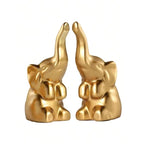 Elephant Statue Home Decor,Modern Style Figurines,Sculpture for Living Room Office Desktop Bookshelf,Ceramics Gold Elephant Ornaments for Mothers Day.Father's Day, Christmas-2PCS