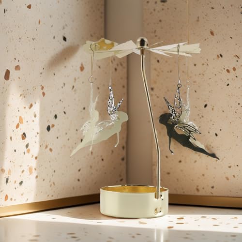 Spinning Candle Holder, Rotary Girl with Wings Gold Metal Spinning Tea Lights Candle Holder for Unique Gift for Friend Gifts for Women, Romantic Decor