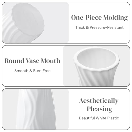 SOUJOY 10 Pack Composite Plastic Flower Vase, White Conic Floral Vase Home Decor Centerpieces, Small Unbreakable Vases for Decor Living Room - size: 7.11 cm x 7.11 cm x 20.1 cm